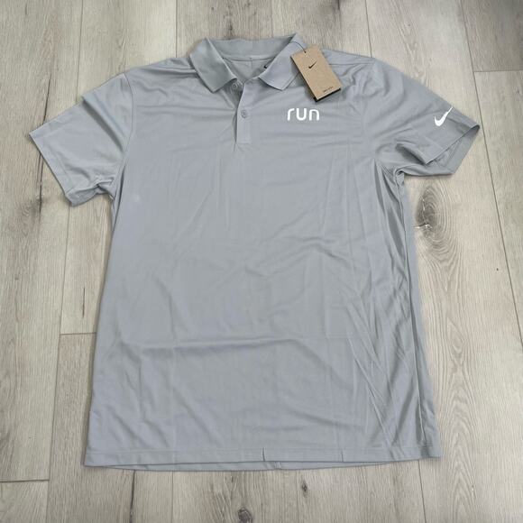 Nike RUN Polo Shirt Men’s Size Medium Gray NWT - Picture 1 of 11